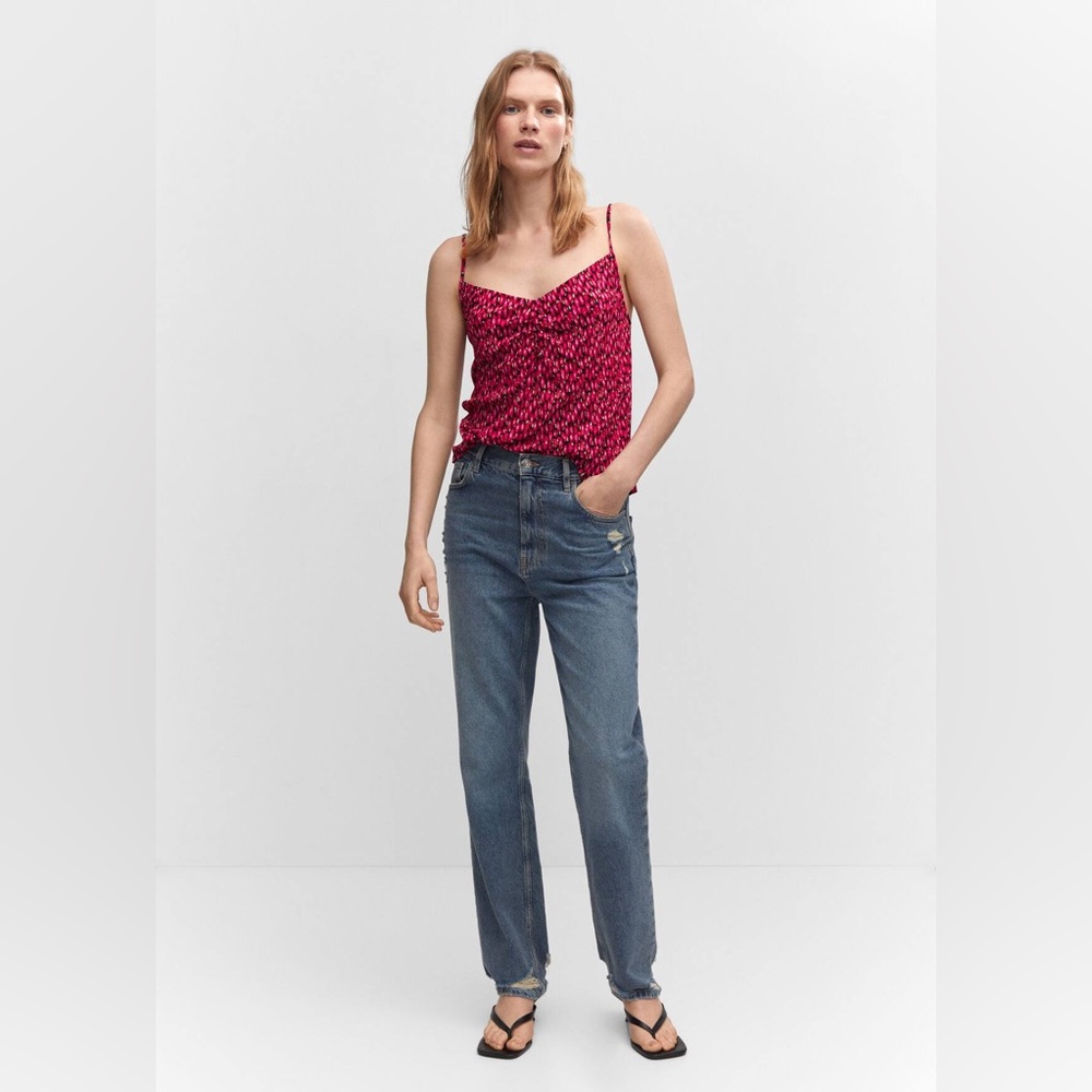 Mango Print Ruched Top - Picture 2 of 8